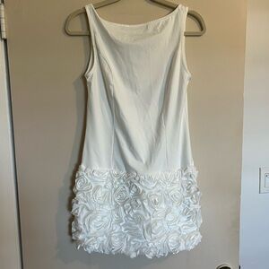 SHEIN White Rose Appliqué Mini Dress